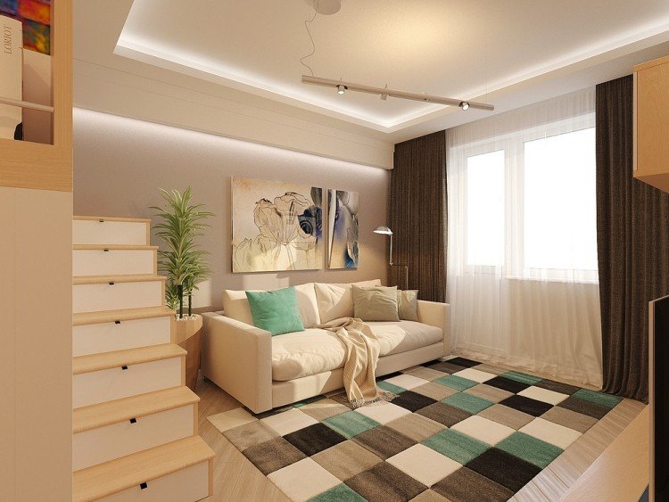liten lägenhet-möblering-30 kvm-soffa-matta-vit-mint-grön-pastellfärger