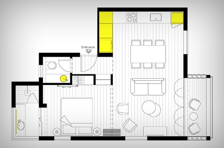 Liten lägenhet optimalt möblerad-renovering-46 kvadratmeter