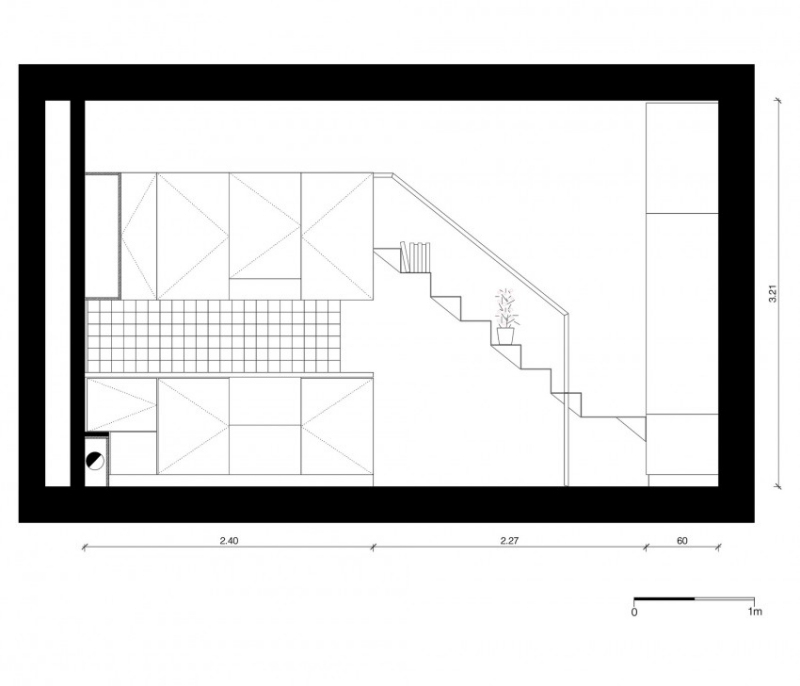 liten-lägenhet-inredning-plan-sektion-arkitektur-presentation-sektion-trappor