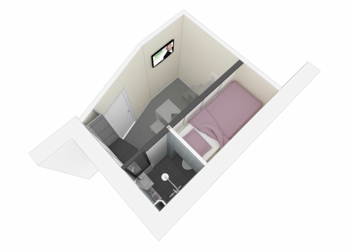 design lägenhet taksäng vardagsrum badrum kök