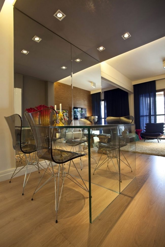 Rymdbesparande design lägenhet design möbler taklampor-trägolv