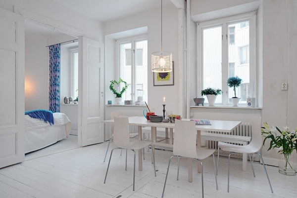 Modern lägenhet minimalism möbeldesign vit puristisk