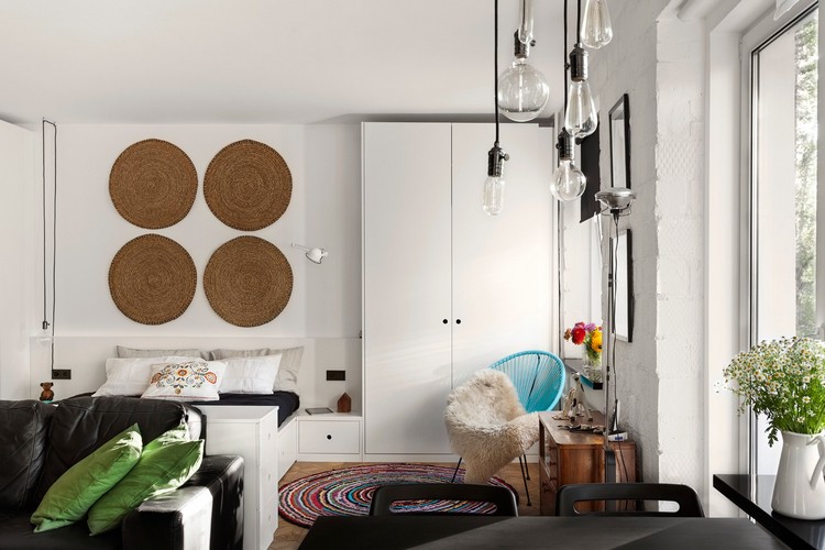 små lägenheter-inredning-sovrum-vardagsrum-kombinerat-eklektiskt-interiör