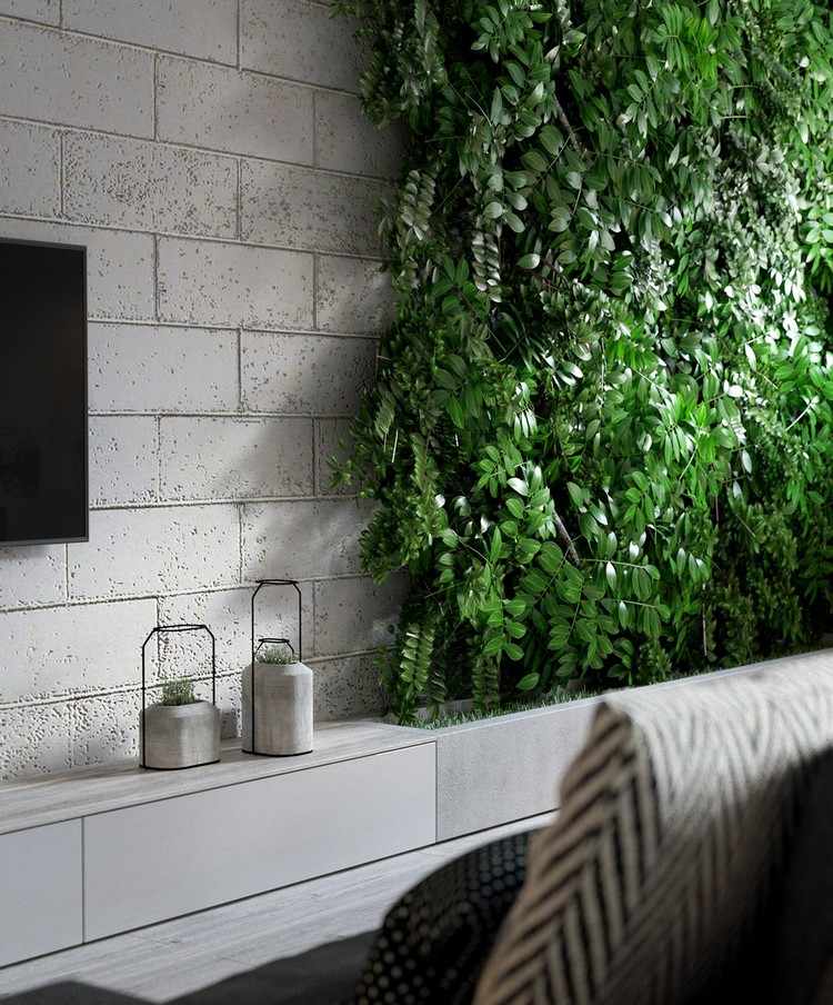 Små lägenheter-inredning-vertikal-trädgård-design-grön-interiör-vardagsrum