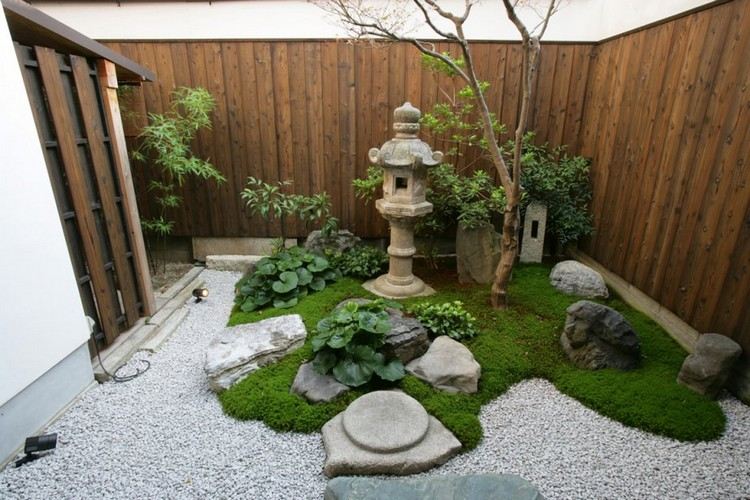 Skapa en liten japansk trädgård, plantera mossa, grus
