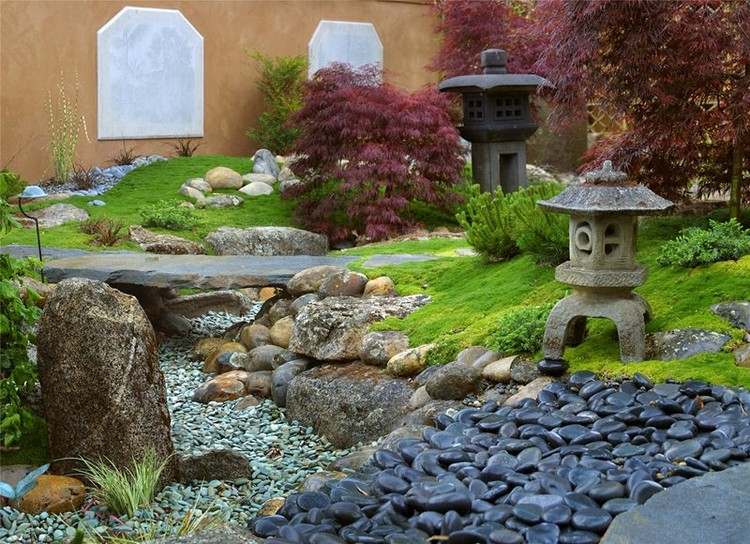 skapa en liten japansk trädgård idéer tips stenar lykta