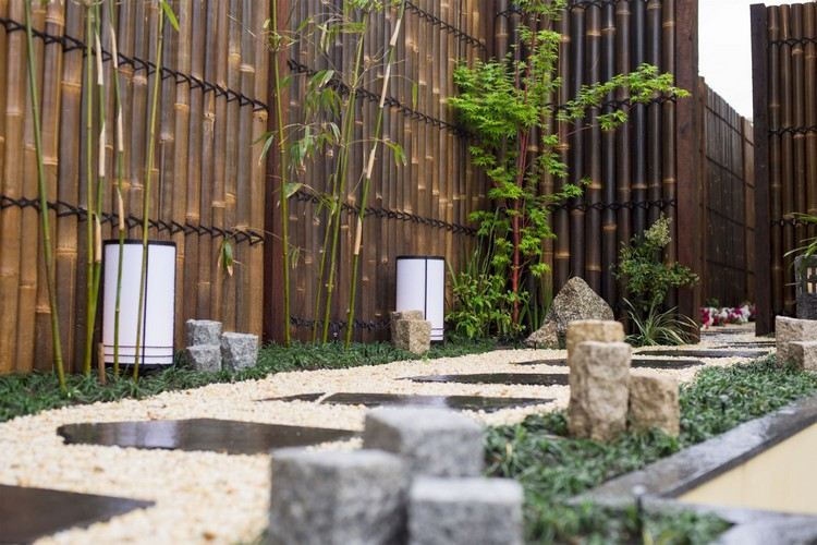 modern japansk trädgård trädgård väg grus stegplattor