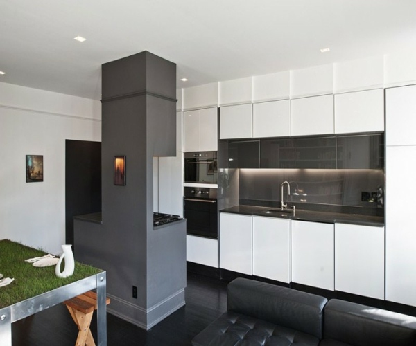 vitt kök - modern liten lägenhet