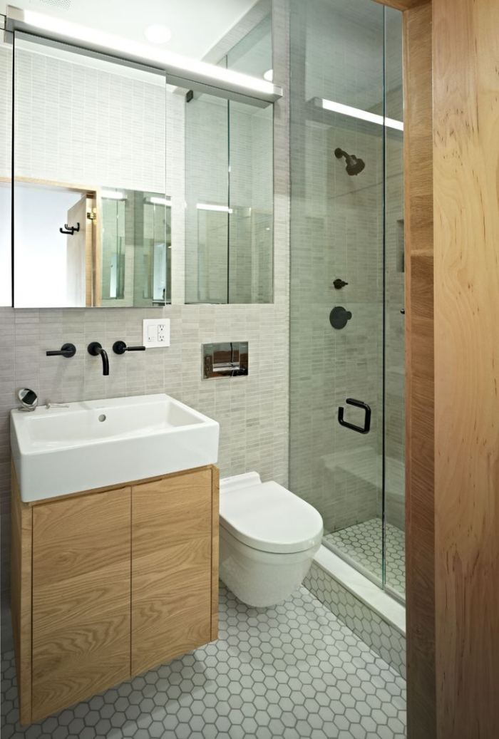 små-badrum-kakel-idéer-ljusare-grå-skugga-gå-i-dusch-trä-fåfänga