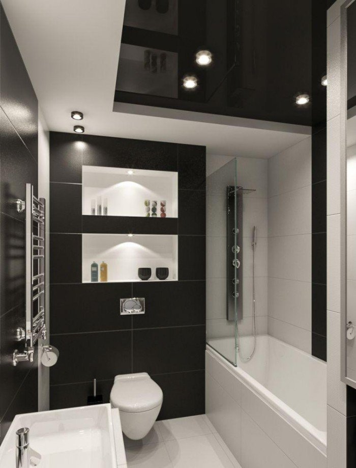 små-badrum-kakel-idéer-svart-vit-kombination-matt
