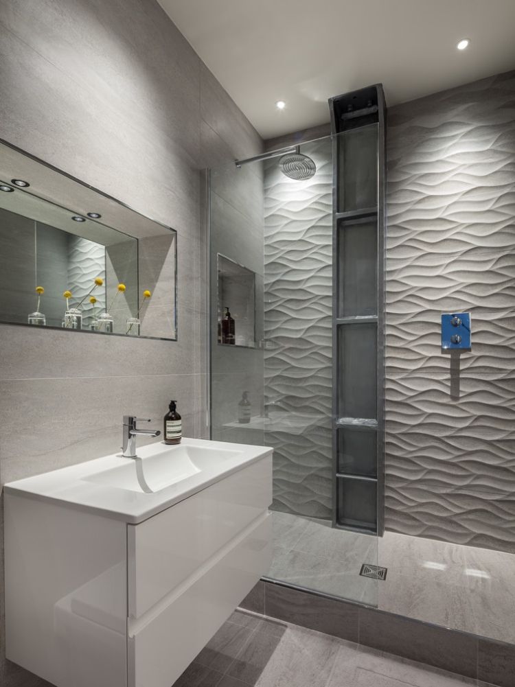 litet-badrum-modern-dusch-grå-3d-kakel