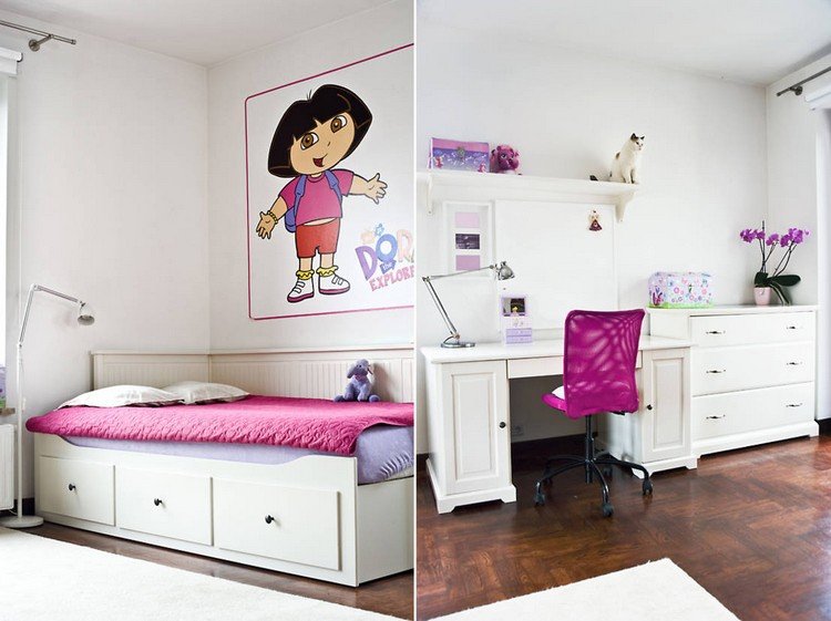 små-barn-rum-uppsättning-idéer-maedchen-weisse-möbler-country-stil