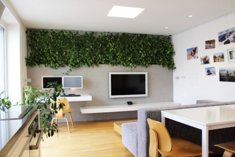 Små rum-möbler-vägg-plantering-murgröna-idéer