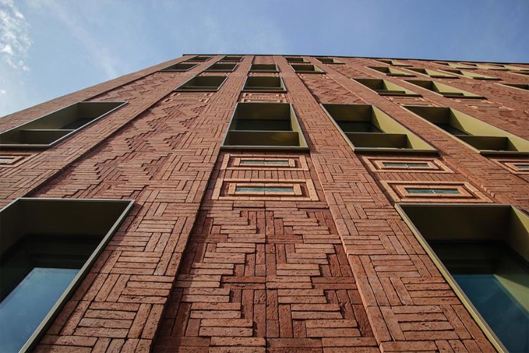 väggbeklädnad exteriör fasad innovativ design arkitektur tegel mot formstorlekar färg vertikalt horisontellt arrangerade
