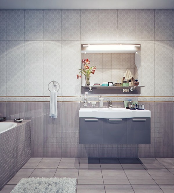 lila badrumsplattor minimalistisk stil