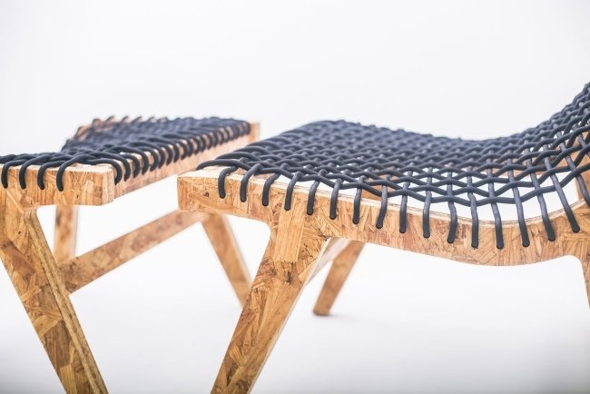 Fåtölj design-pall säte-flexibel elastisk tyg-återvunnet råmaterial