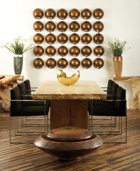 marmor matbord järnboll väggdekoration
