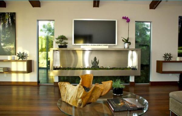 Miljövänliga möbler, glasbord, rostfritt stål