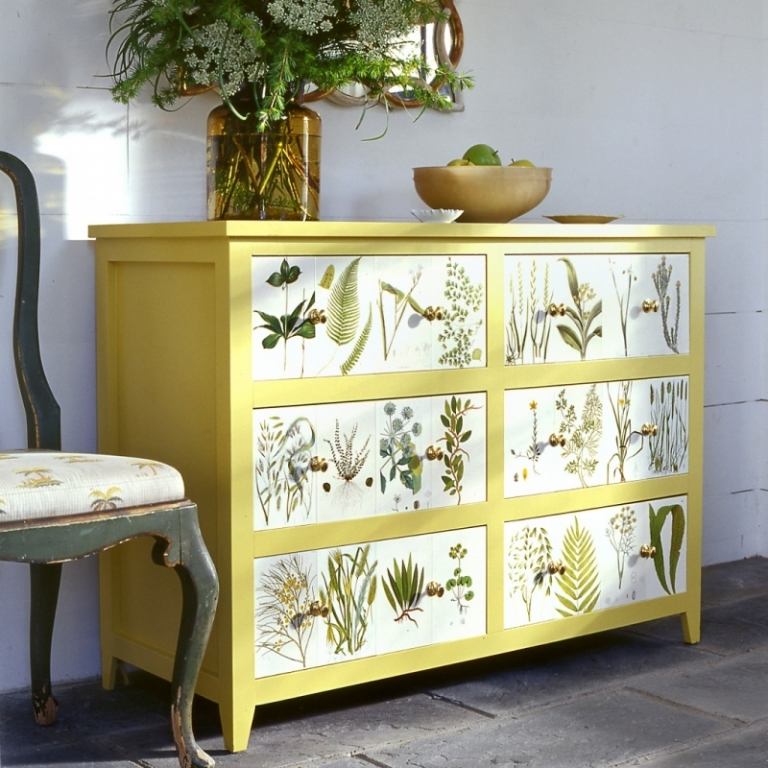 Dresser-Shabby-Chic-do-it-yourself-yellow-paint-servett-teknik