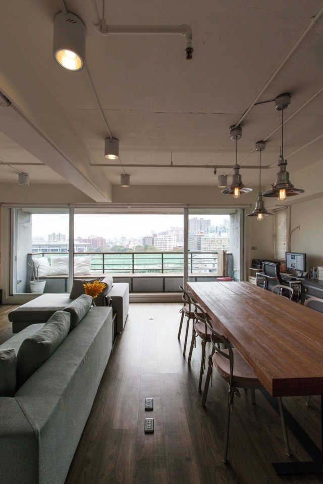 Liten lägenhet-inredning-design-loft-stil-Taiwan-PMK + designers-industriell-chic