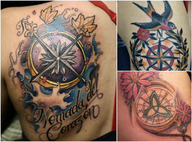 kompass-tatuering-färgrik-keltisk-symbol-svälja