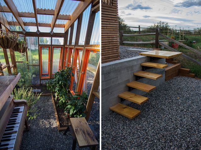 Växthusdesign - väggar inglasade med grustak glastak