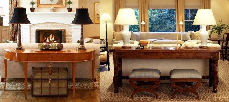 konsol-bord-bakom-soffa-inredning-idéer-kolonial-bordslampor-lampskärm-matta-soffor-mysig