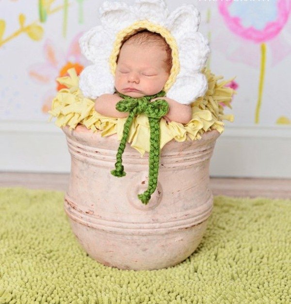 Flicka vacker idé fotografering baby växt kruka