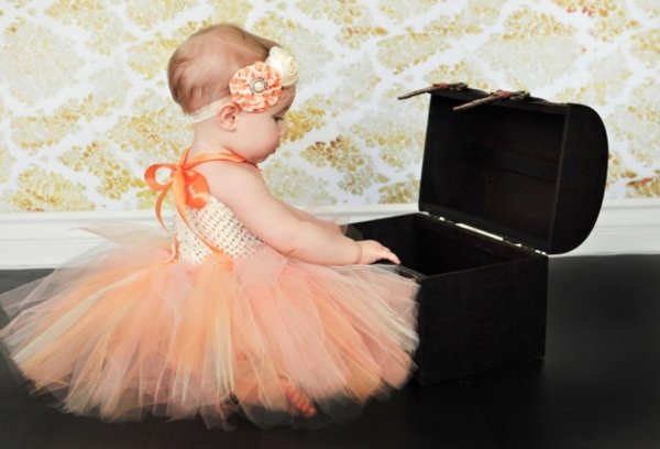 Ballerina flicka smycken orange färg klänning