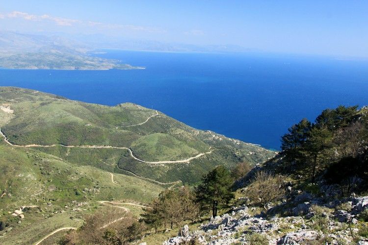 Landmärken i Pantokrator Corfu Greek Islands