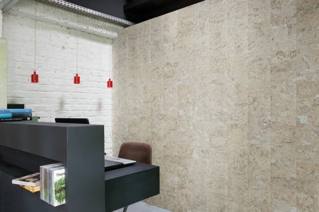 Design väggidéer kontorsutrymme neutral sandfärg