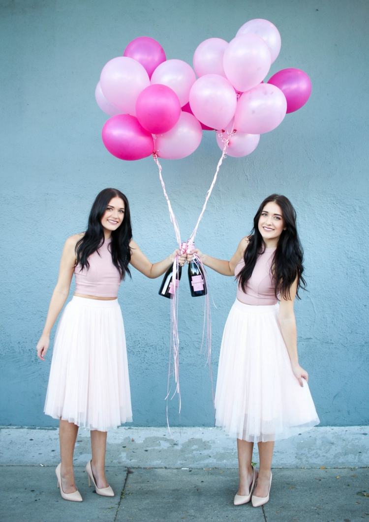 rosenvinkostym från ballonger helt enkelt rosa vita tvillingar festförklädnad