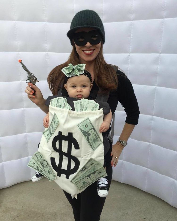 Bankrånarkostym Babykarnevalskostymer för mammor med barn