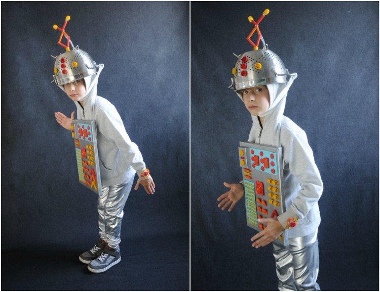 kostym tinker nudlar barn robot grå silver