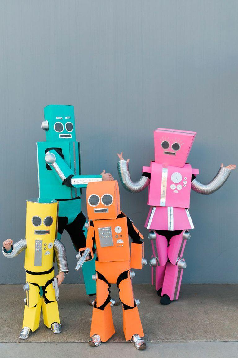 Robot grupp kostymer halloween kostym idéer familj