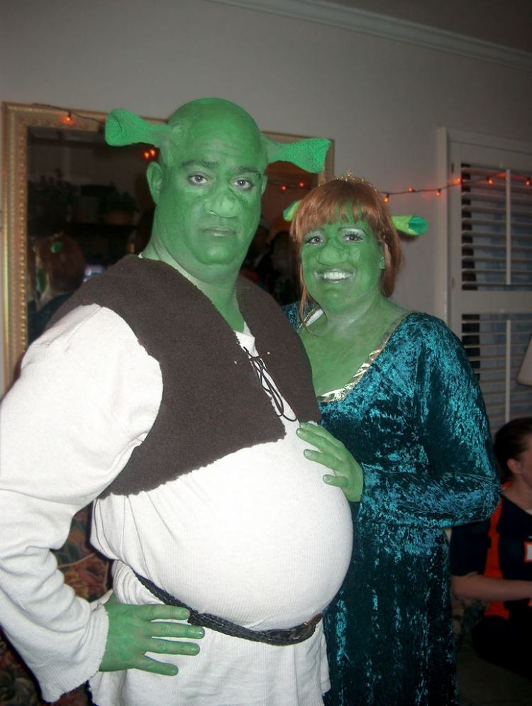 original-karneval-kostymer-Shrek-prinsessan-Fiona-gröna ansikten