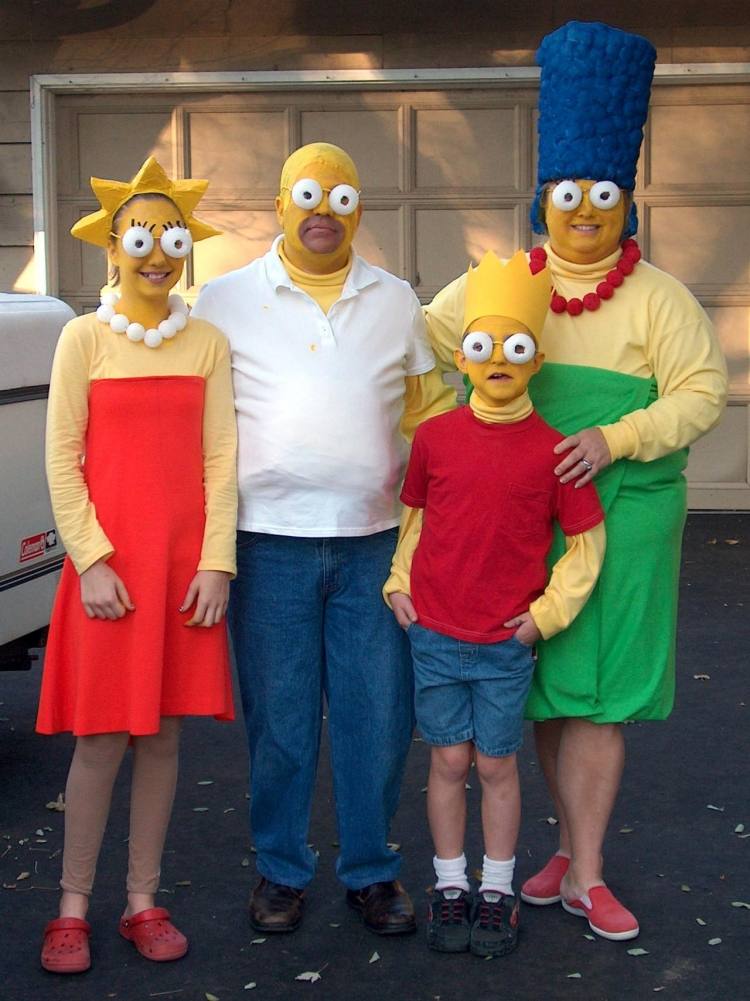 Homer-Marge-Maggie-Bart-The-Simpsons-DIY-FAsching-kostymer