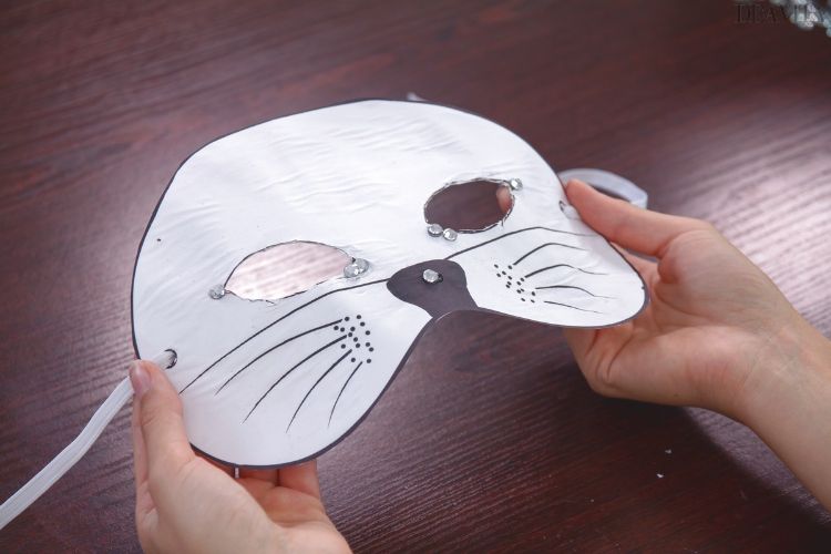 mask katt ansikte tinker konstruktion papper stencil elastiskt band kostym katt tjej