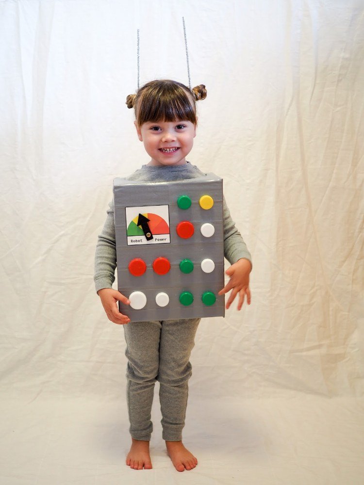 hemlagad robot barn kostym karneval halloween