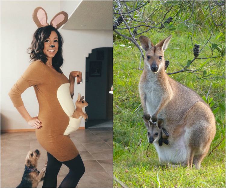 Kostymer för gravida kvinnor känguru plysch idé