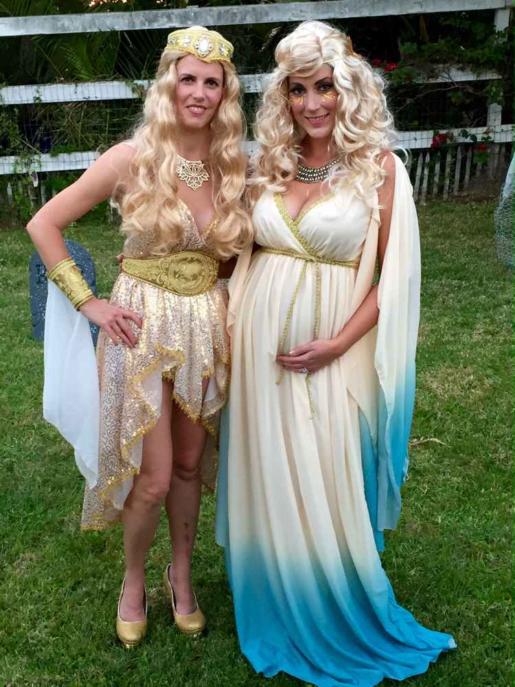 Gravida kvinnor kostymer grekiska gudinnan imperium stil klänning