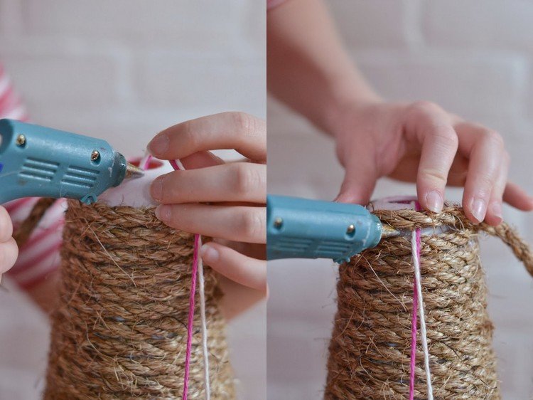 DIY skrapa möbler katt sisal rep lim varmt lim