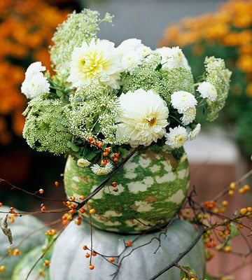 Pumpa dekorationer höstbordet blomsterarrangemang vas