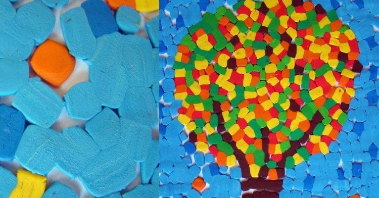 Knåda en mosaikbild med barn på hösten - enkla instruktioner för unga och gamla
