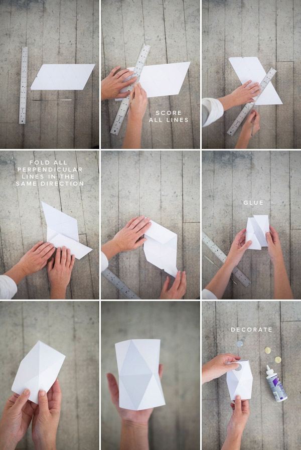gör-det-själv hantverksvas av pappersinstruktioner