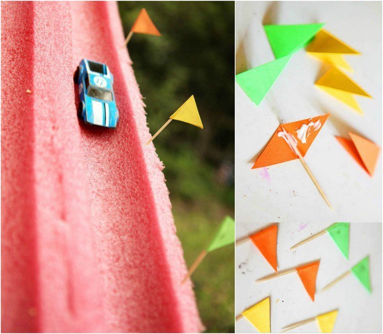 kreativ-tinker-idéer-diy-simning-nudel-bil-racerbanan-tandpetare-flagga