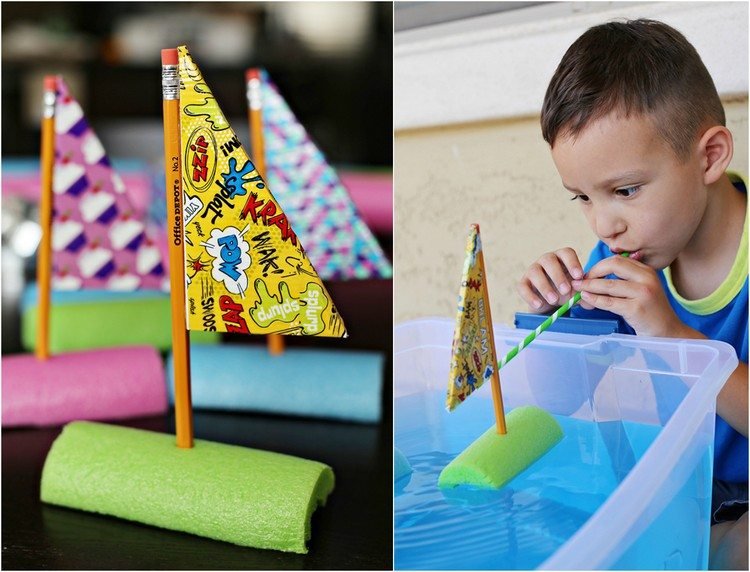 kreativ-tinker-idéer-barn-pool nudel-leksak-båt-tinker-penna