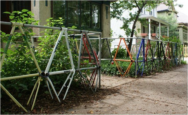 Cykelram metall staket trädgård design