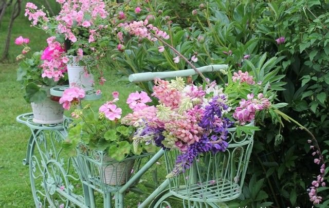 kreativa trädgårdsdekorationer gör sommarblommor själv