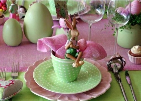 Glad påsk dekoration grönrosa kaninleksak